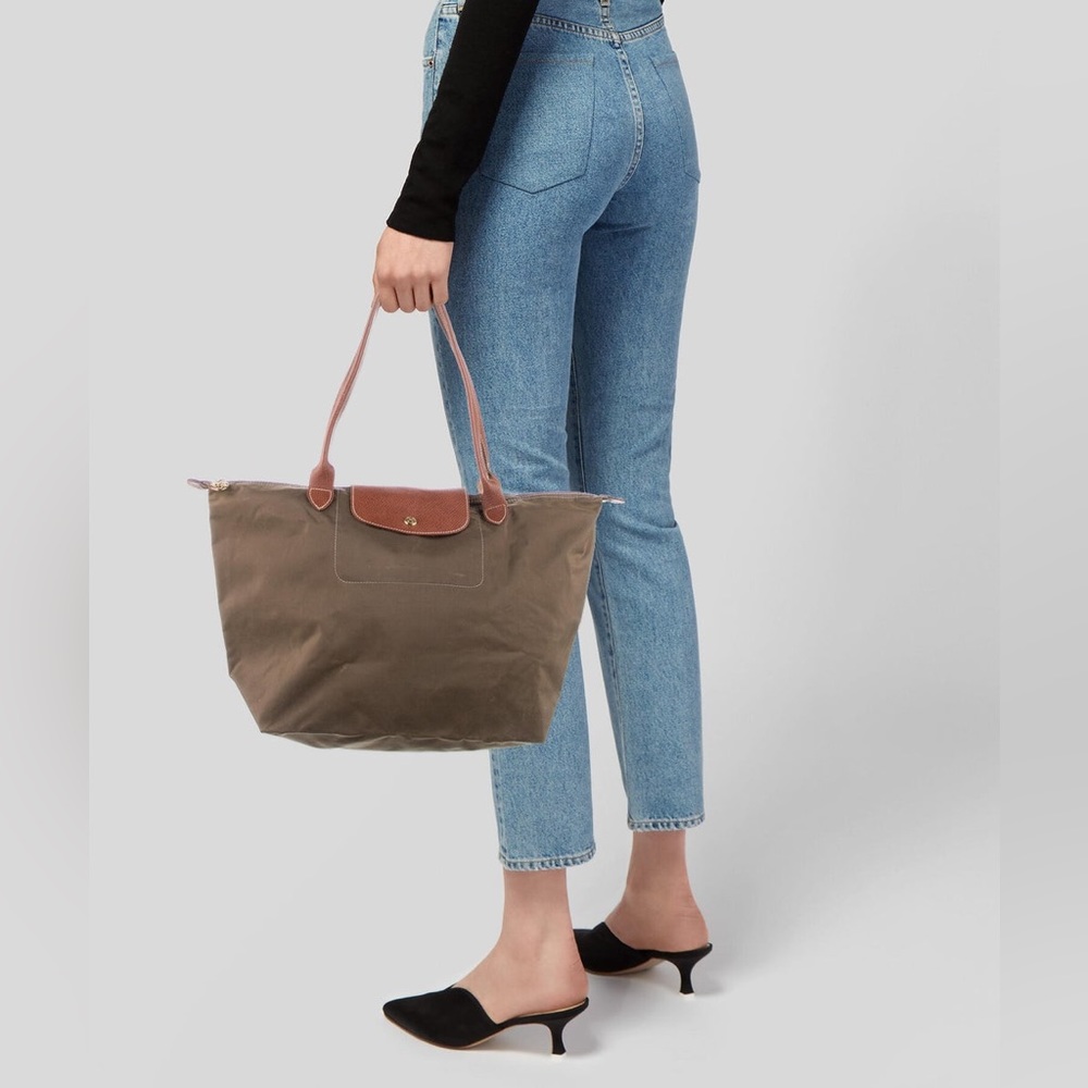 Longchamp Le Pliage Brown Canvas Foldable Tote Bag
